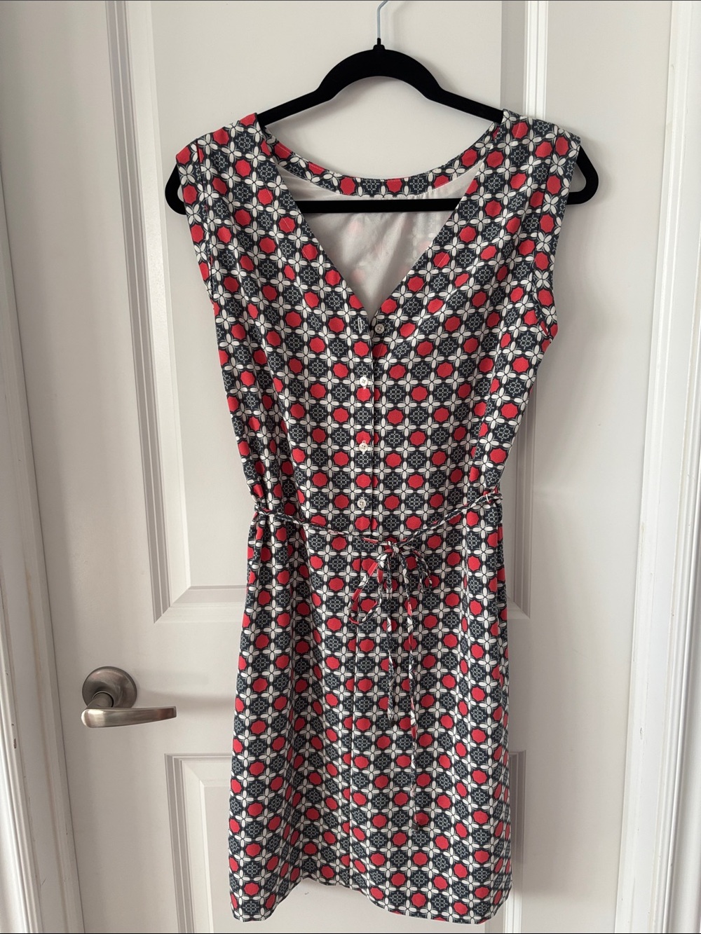 Banana Republic Sleeveless V-Neck Geometric Print Dress